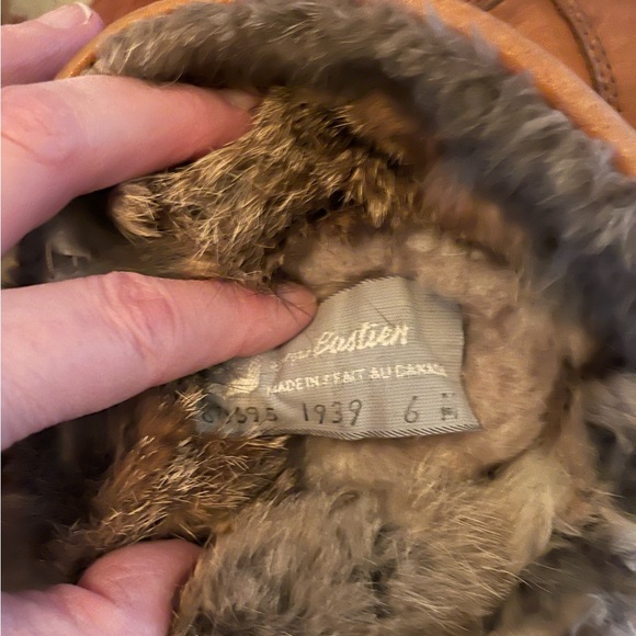 Vintage Bastien Tan Leather Rabbit Fur Lined Boots Size 6 - Picture 11 of 12